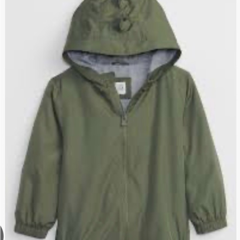 GAP Green Windbreaker Jacket Zip up with dino scale spines on hood
